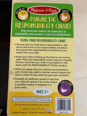 Melissa & Doug Magnetic Responsibility Chart - Green, Yellow & Cream